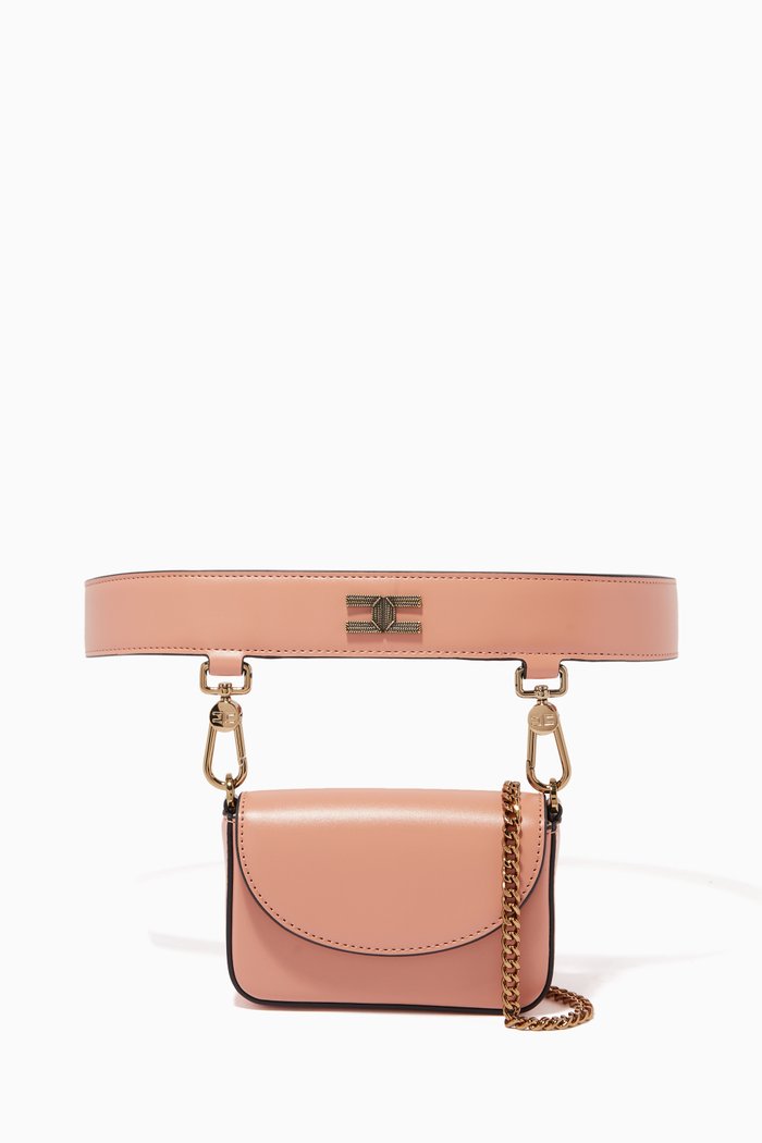 

Belt Bag with Chain Strap in Faux Leather, Black