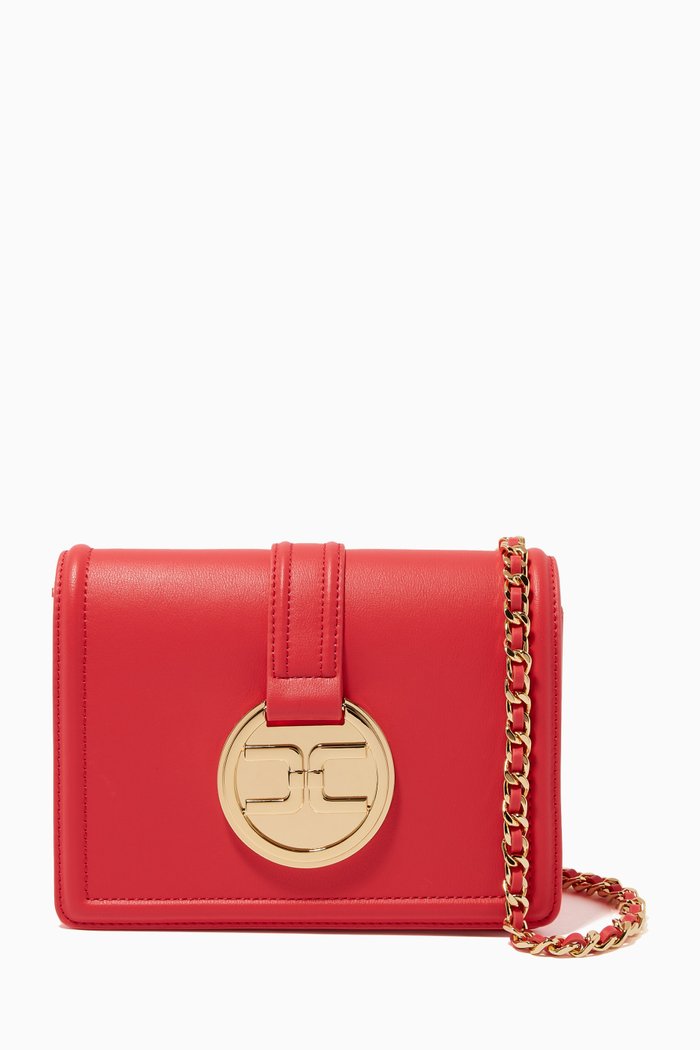 

Small Shoulder Bag in Faux Leather, Red