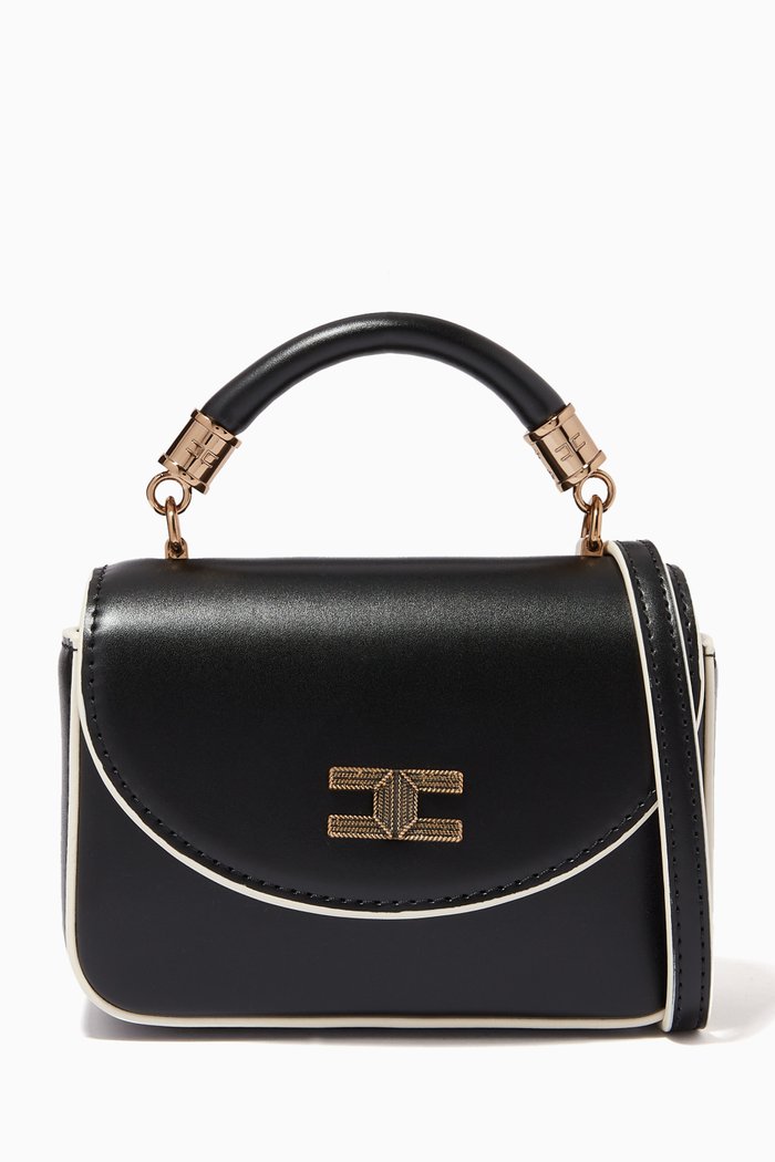 

Micro Box Bag in Faux Leather, Black