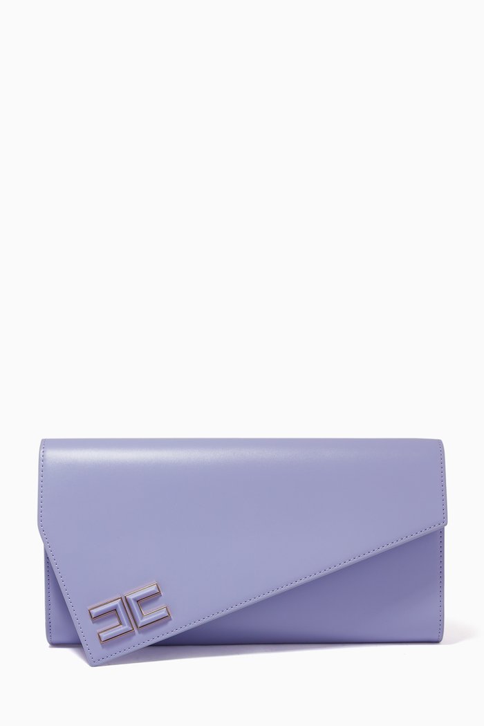 

Asymmetric Logo Clutch, Purple