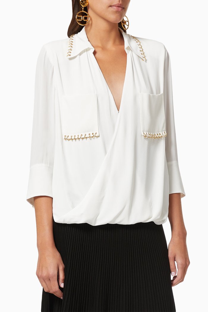 

Crossover Blouse in Viscose Georgette, White
