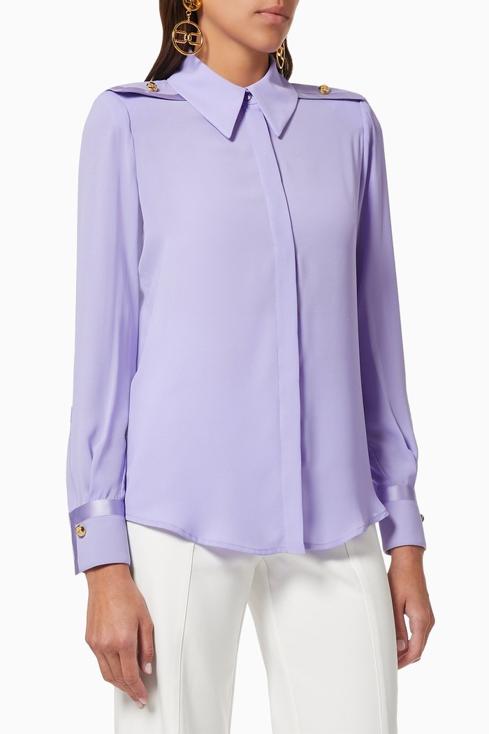 

Shirt with Shoulder Epaulets in Georgette Fabric, Purple