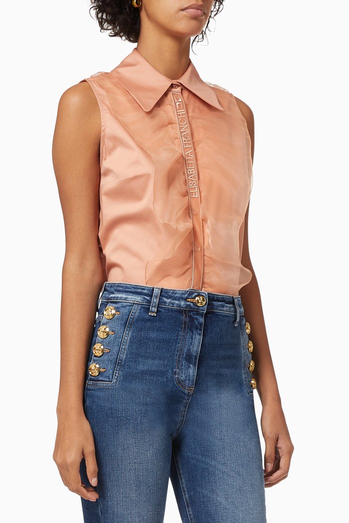 

Crop Shirt with Ruffles, Rose gold