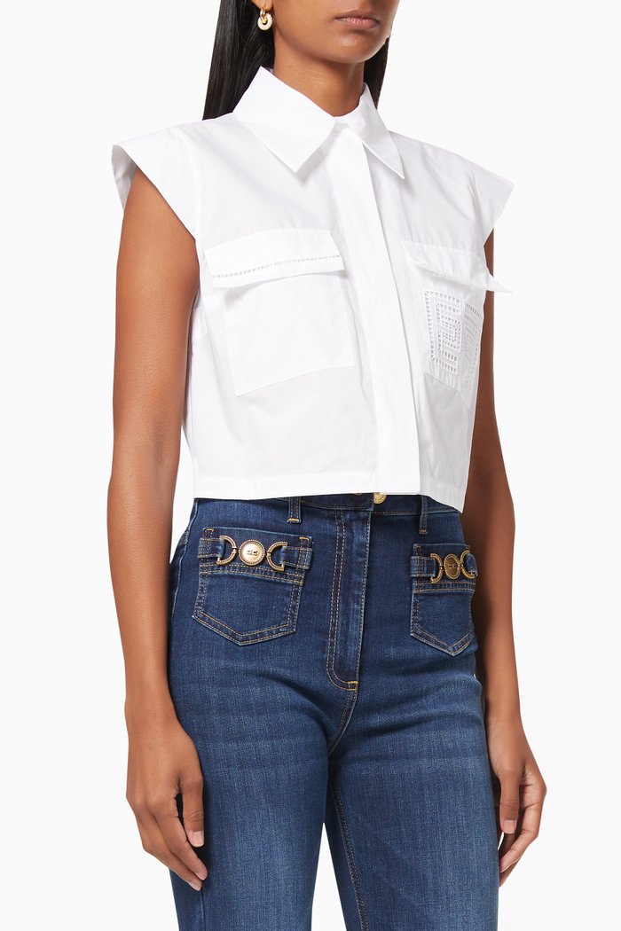 

Cotton Poplin Cropped Shirt, Grey