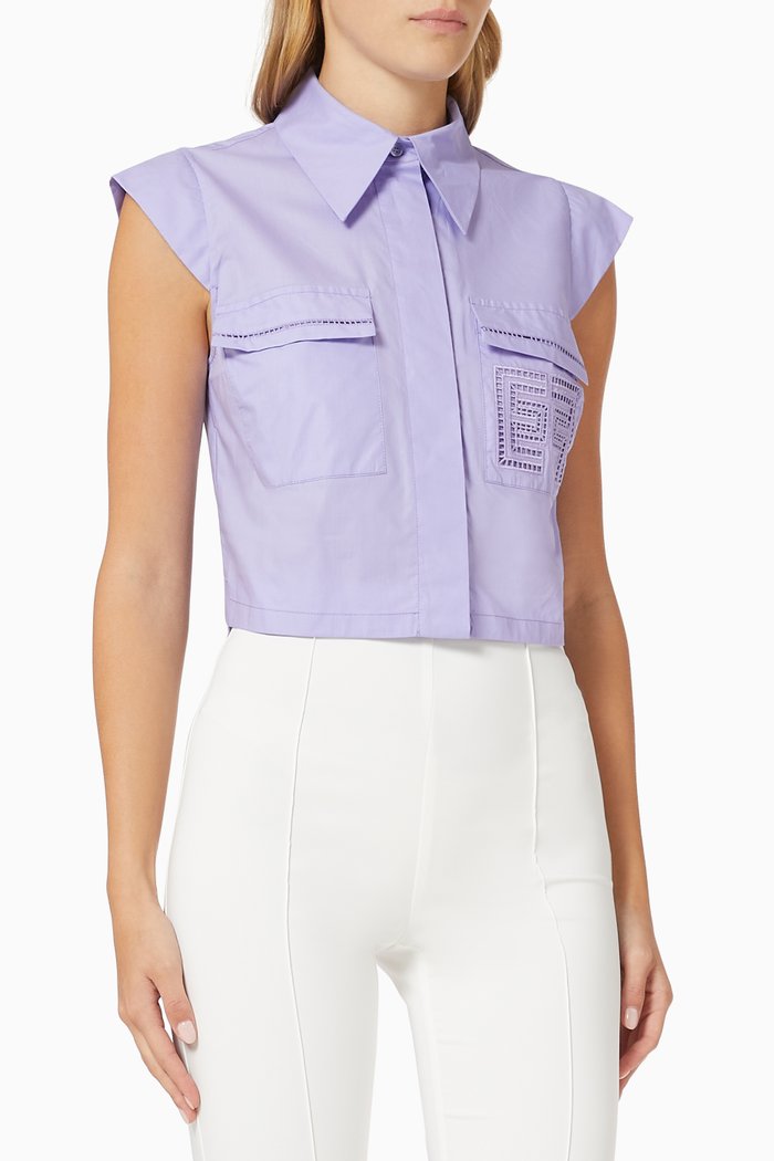 

Cropped Shirt in Cotton Poplin, Purple