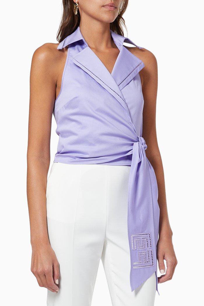 

Top with Cut-out Logo in Stretch Fabric, Purple