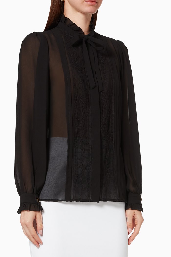 

Ruffle Georgette Blouse, Black