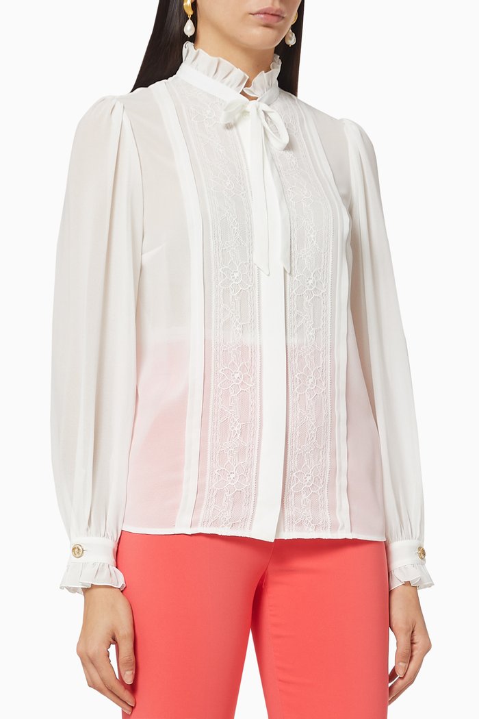 

Ruffle Georgette Blouse, White