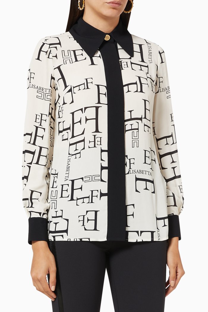 

Blouse in Logo Lettering Viscose Georgette, Multicolour