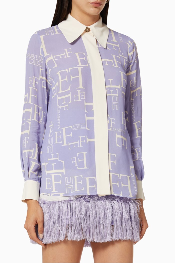 

Logo Lettering Viscose Georgette Blouse, Purple