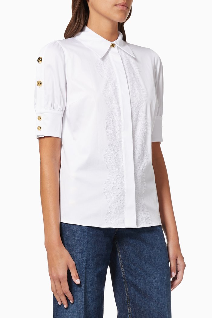 

Shirt with Rebrodé Lace in Stretch Cotton, Grey