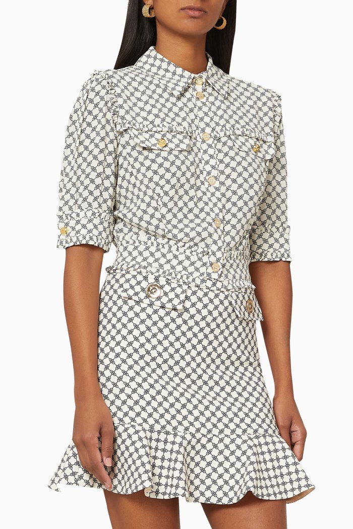 Horse Bit Georgette Crop Blouse, Multicolour