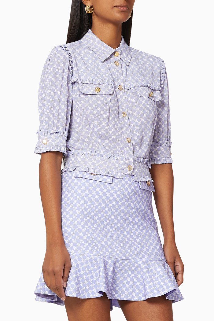 Horse Bit Georgette Crop Blouse, Purple