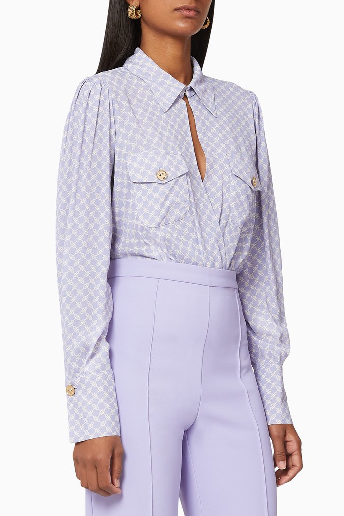

Horse Bit Georgette Bodysuit, Purple