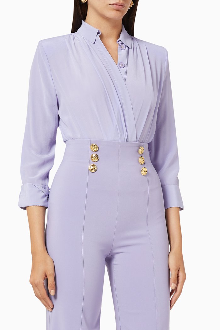 

Bodysuit Blouse in Silk Crepe de Chine, Purple