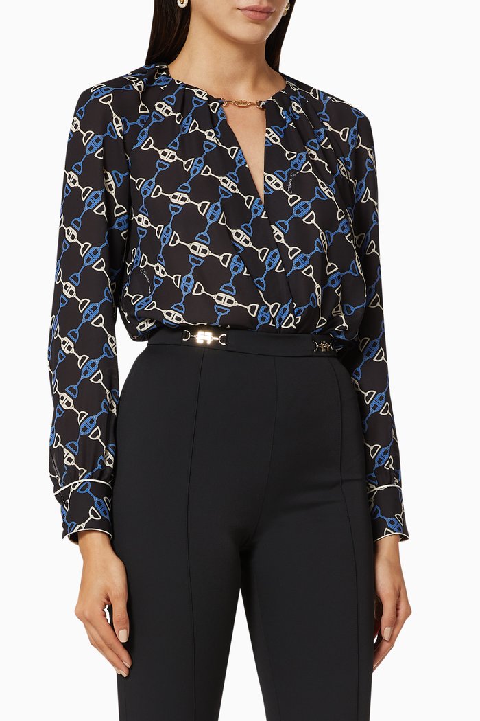 

Bodysuit in Macro Horse Bit Crêpe, Black