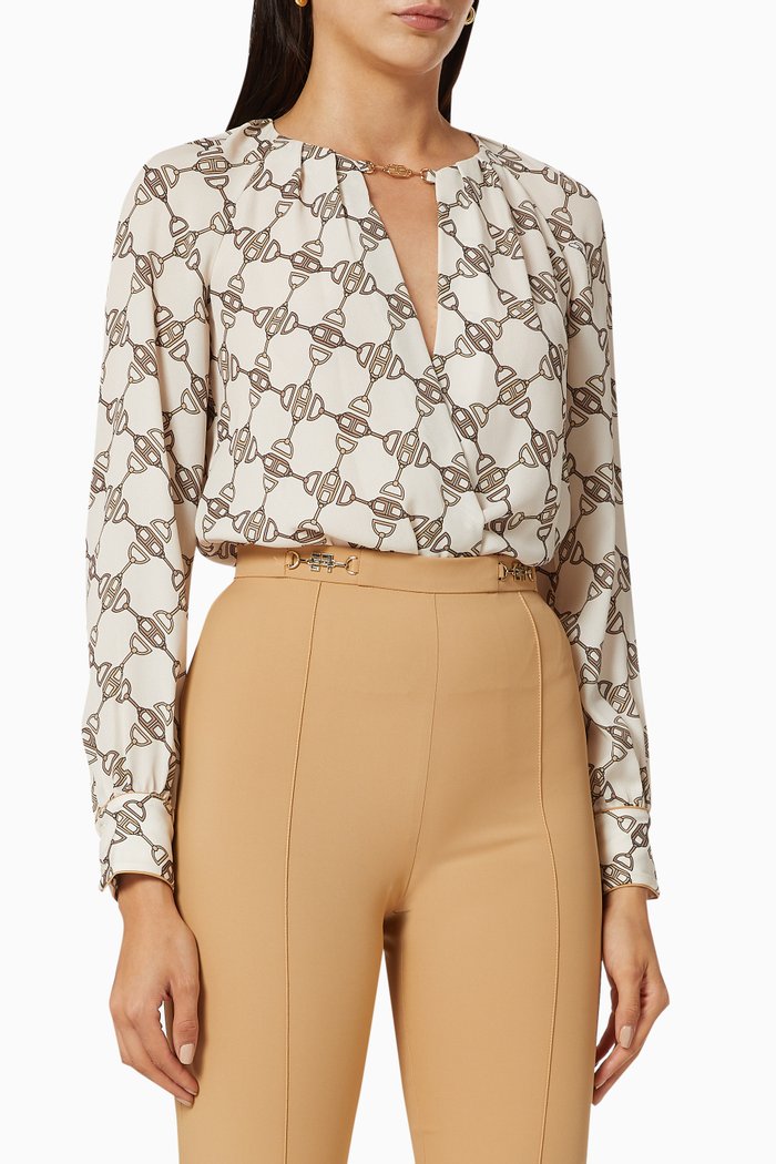 

Bodysuit in Macro Horse Bit Crêpe, White