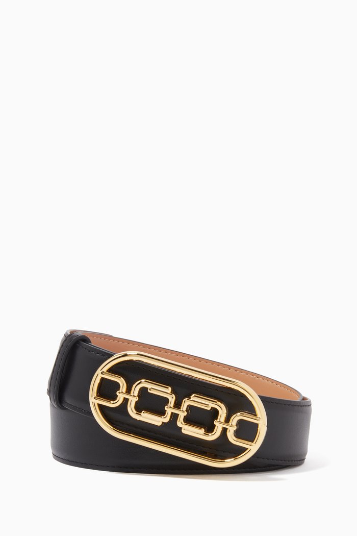 

Logo Belt in Faux Leather, Black