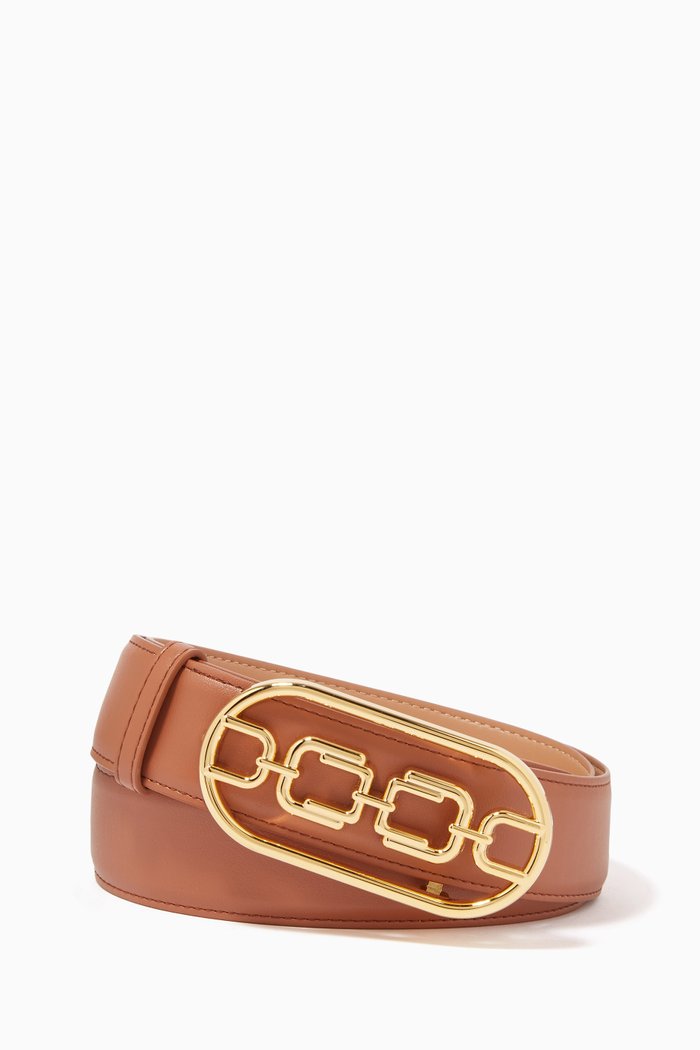

Logo Belt in Faux Leather, Brown