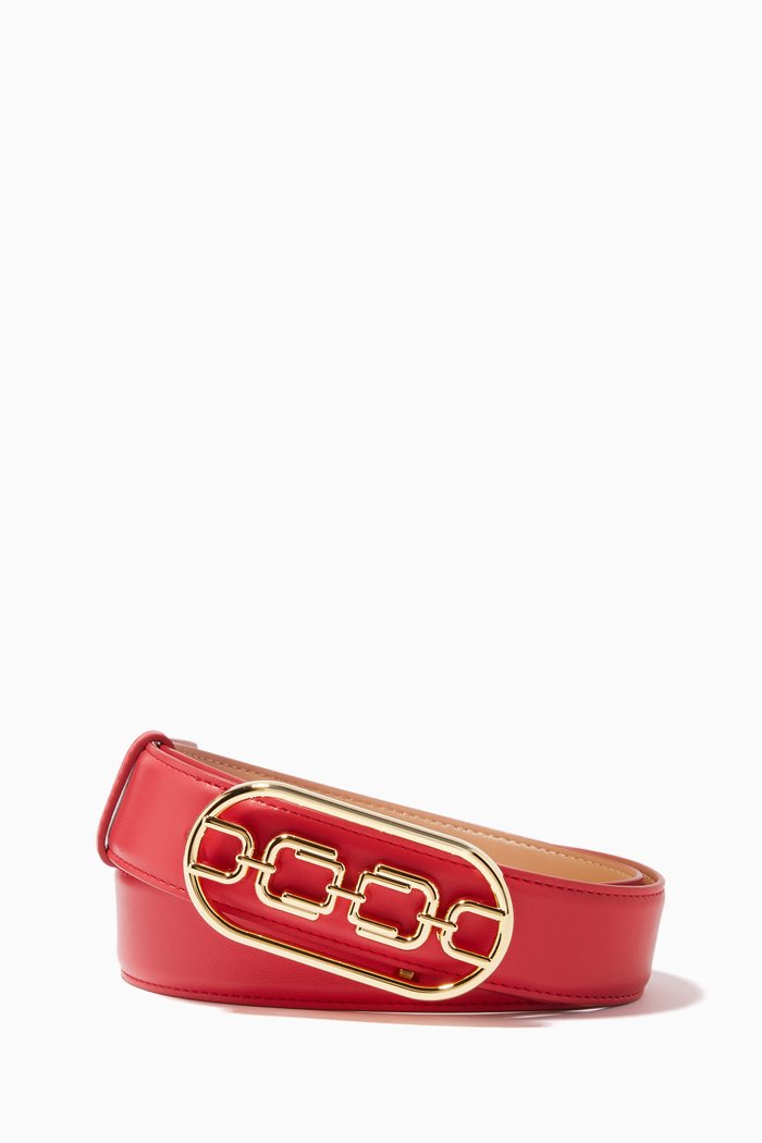 

Logo Belt in Faux Leather, Red