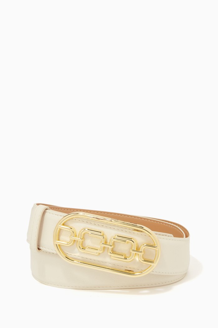 

Logo Belt in Faux Leather, White