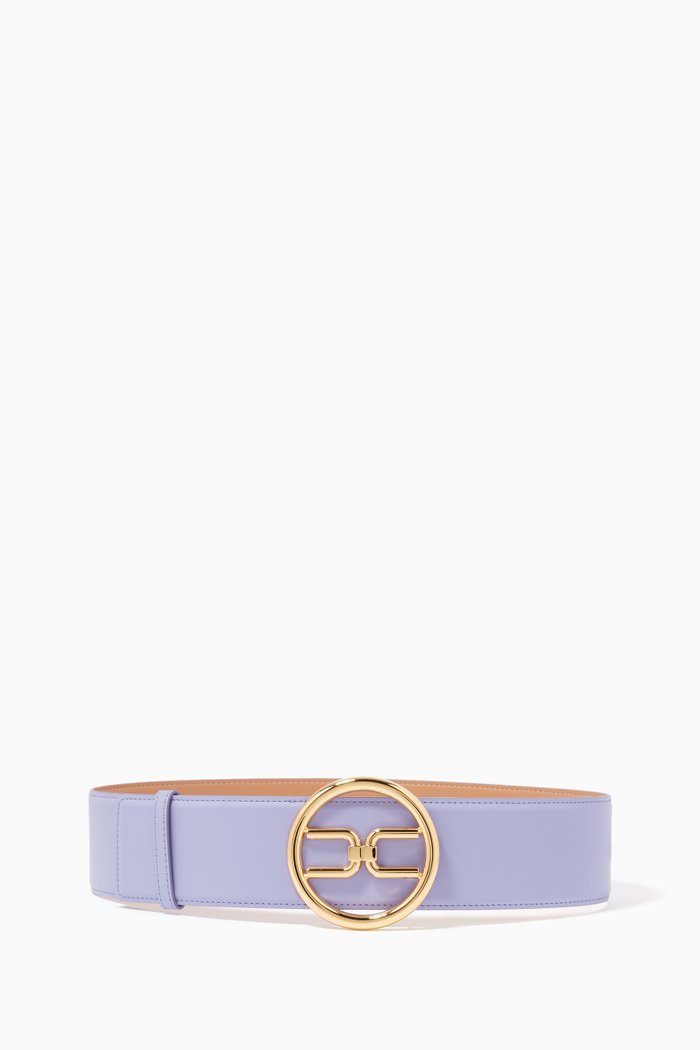 Logo Belt in Faux Leather, Purple