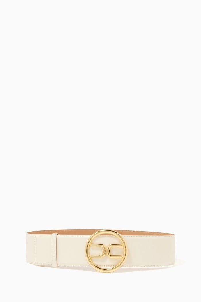 

Logo Belt in Faux Leather, White