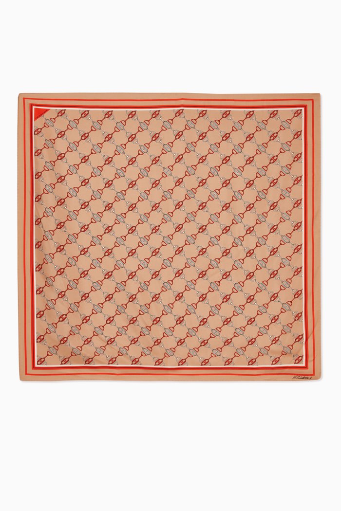 

Large Foulard Scarf in Horse Bit Silk Twill, Brown