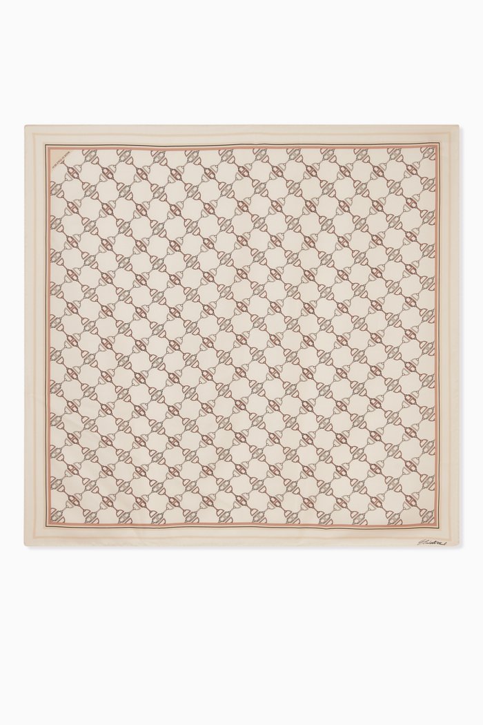 

Large Foulard Scarf in Horse Bit Silk Twill, White