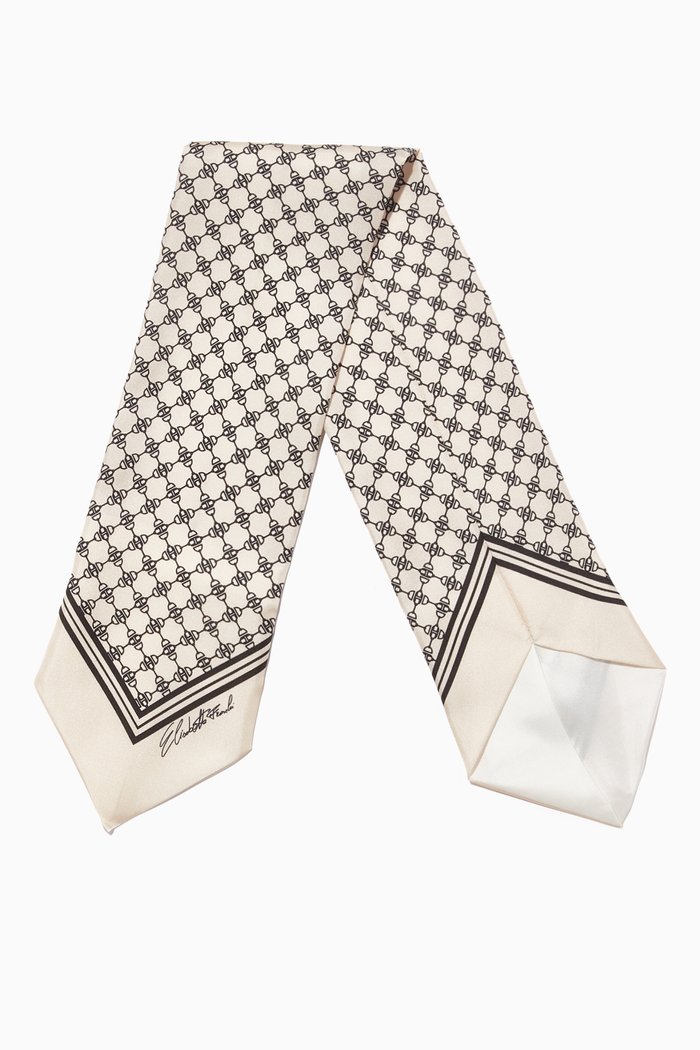 Bandeau Foulard Scarf in Horse Bit Silk Twill, Multicolour