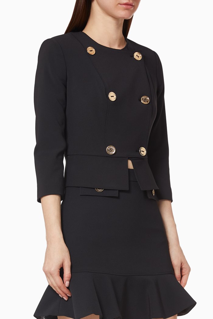 

Crêpe Double-Breasted Jacket, Black