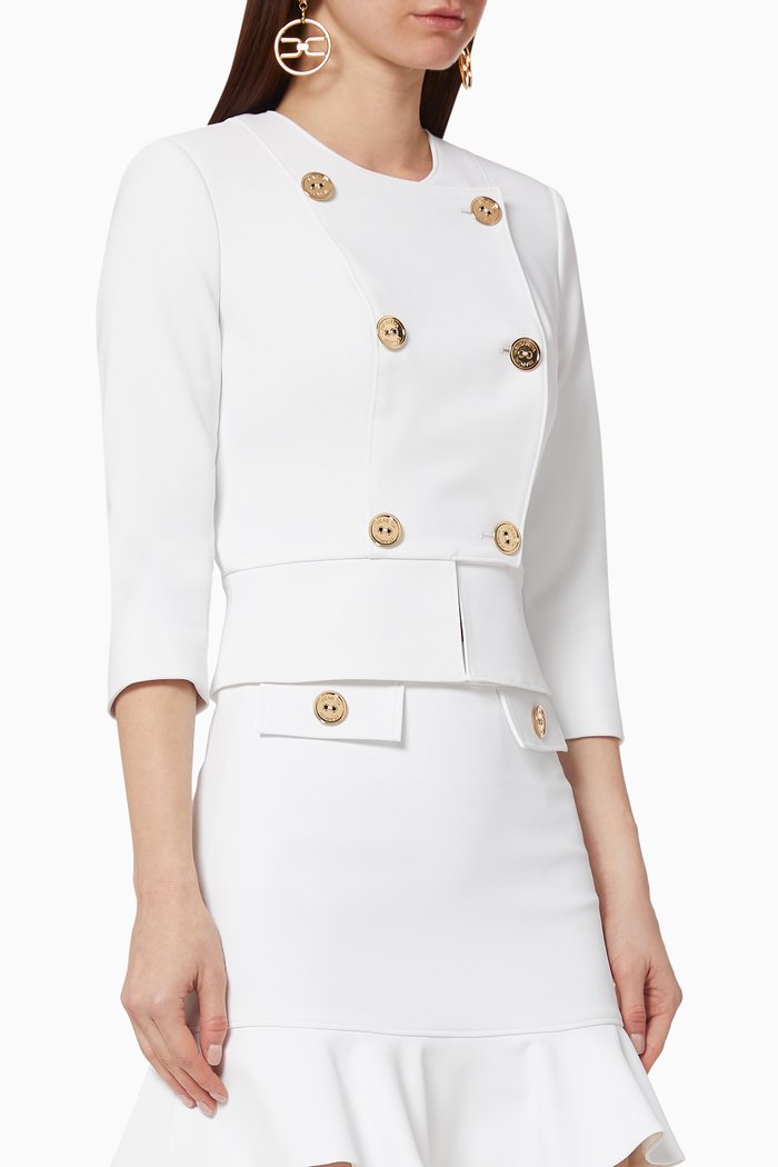 

Crêpe Double-Breasted Jacket, White