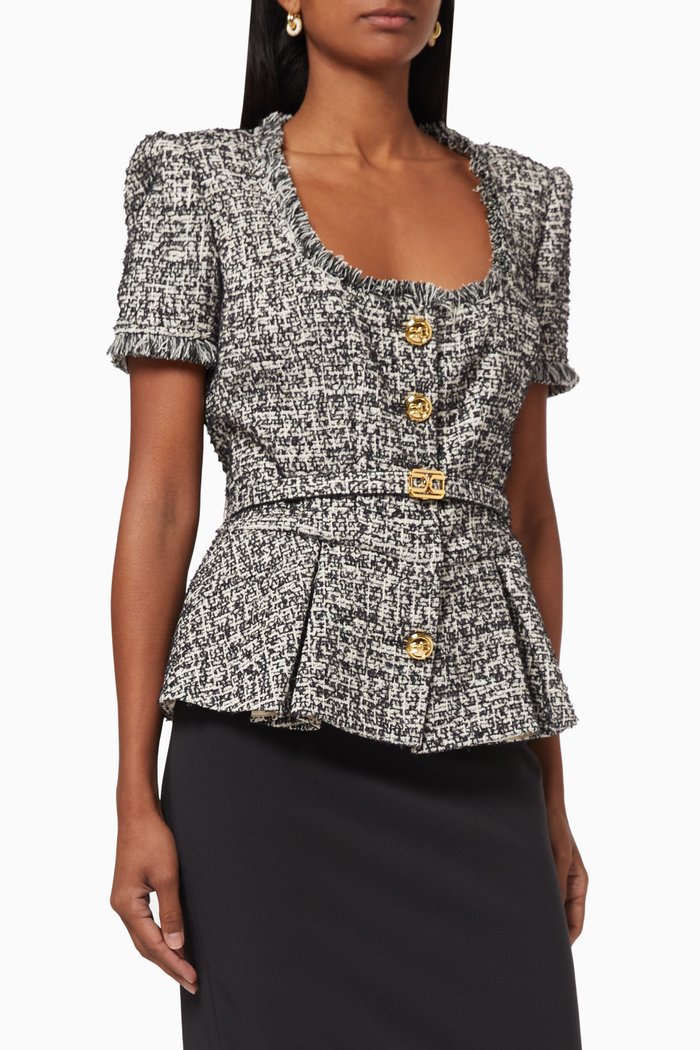 

Tweed Peplum Jacket, Black