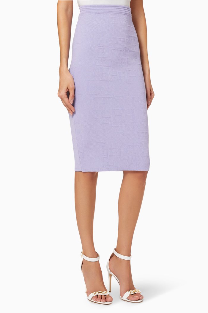 

Monogram Motif Knit Midi Skirt, Purple