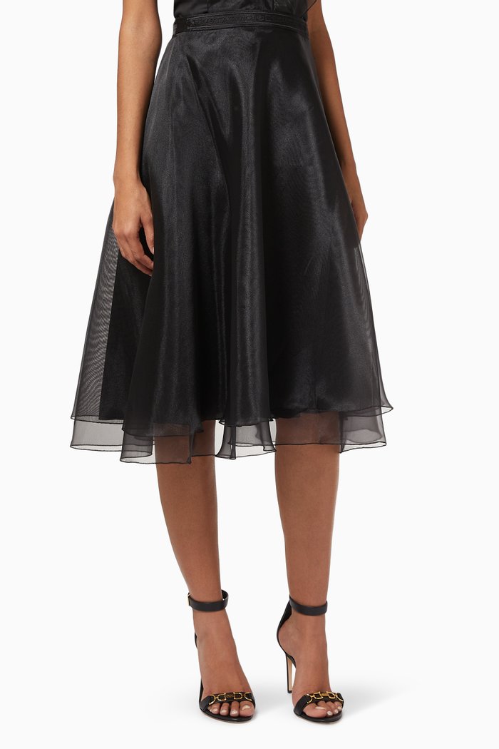 

Midi Skirt in Organza Voile, Black