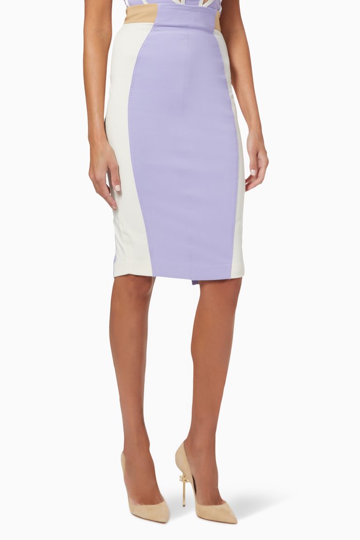 

Pencil Skirt in Bi-elastic Fabric, Purple