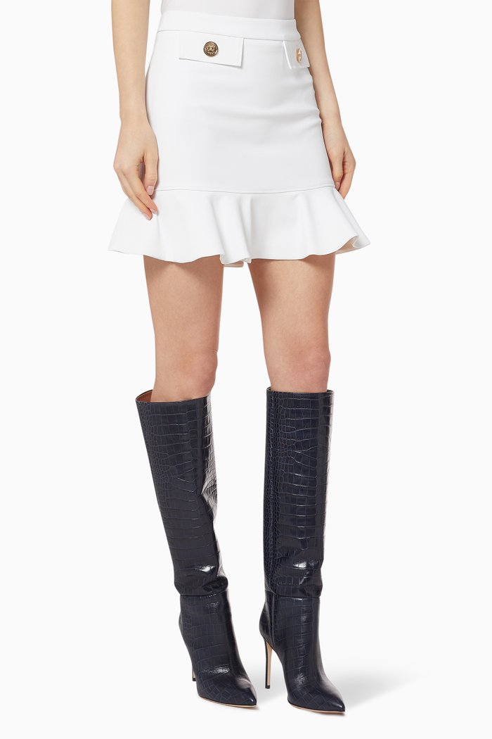

Flounce Crêpe Mini Skirt, White