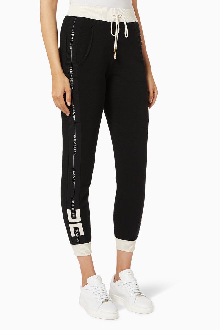 

Jogging Pants with Logo Intarsia in Viscose Knit, Multicolour