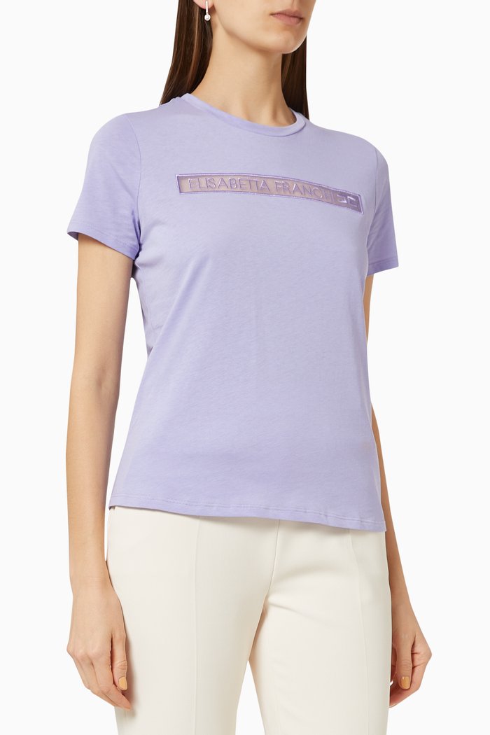 

Mesh Logo T-shirt in Cotton, Purple