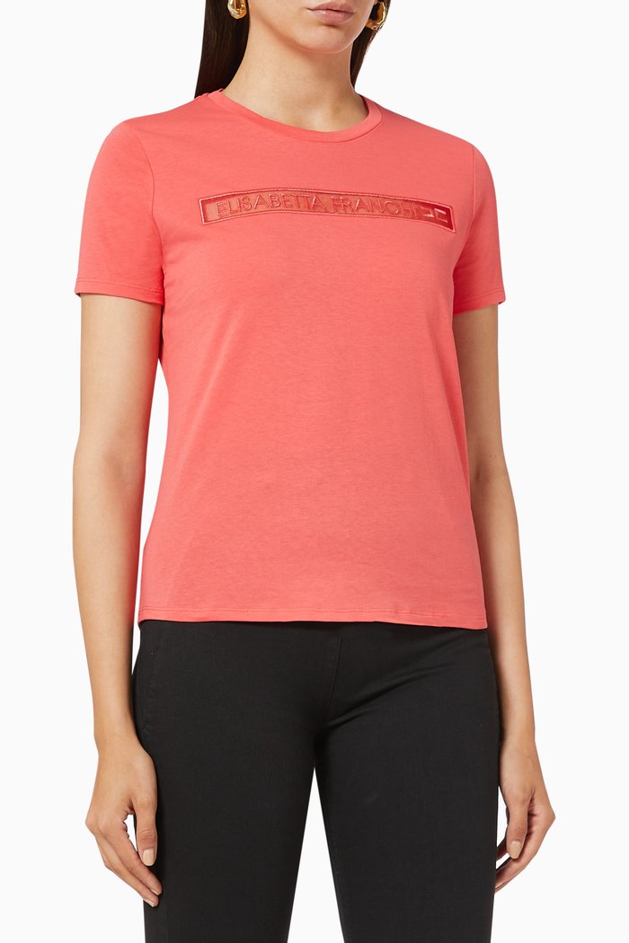 

Mesh Logo T-shirt in Cotton, Red