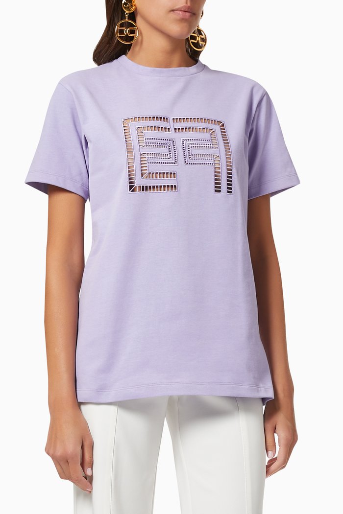 

Embroidered Logo T-shirt in Cotton, Purple
