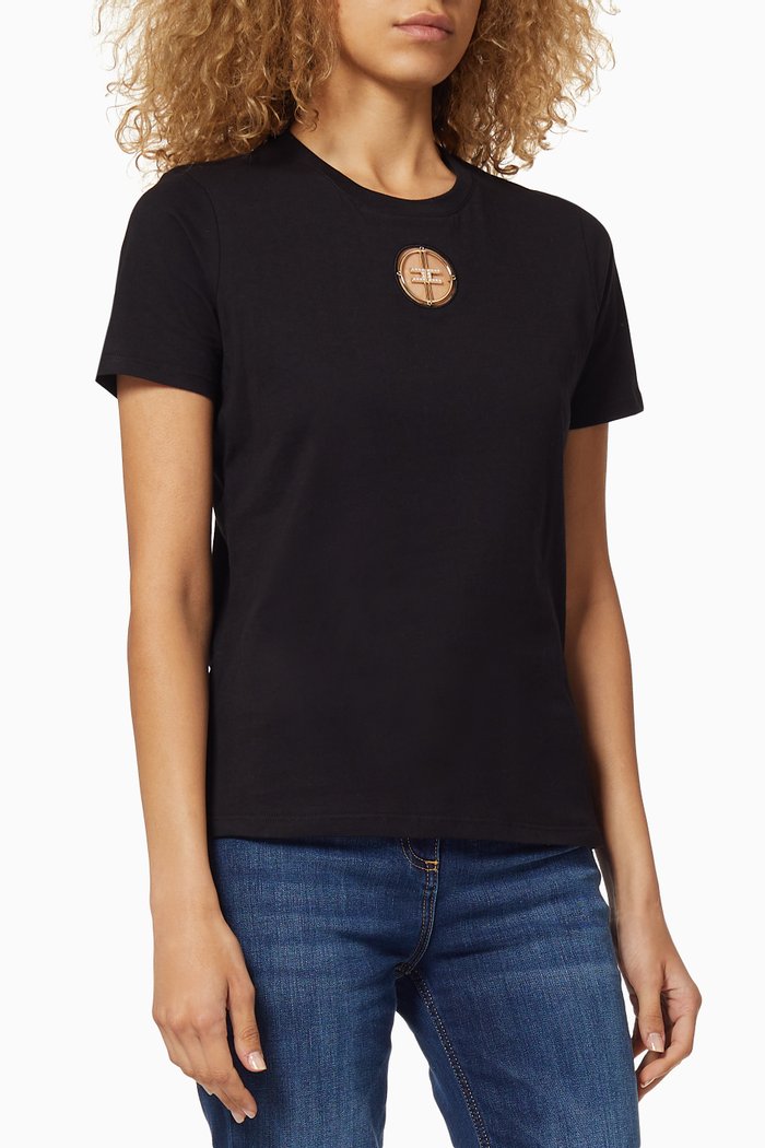 Pearl Logo Cotton T-shirt, Black