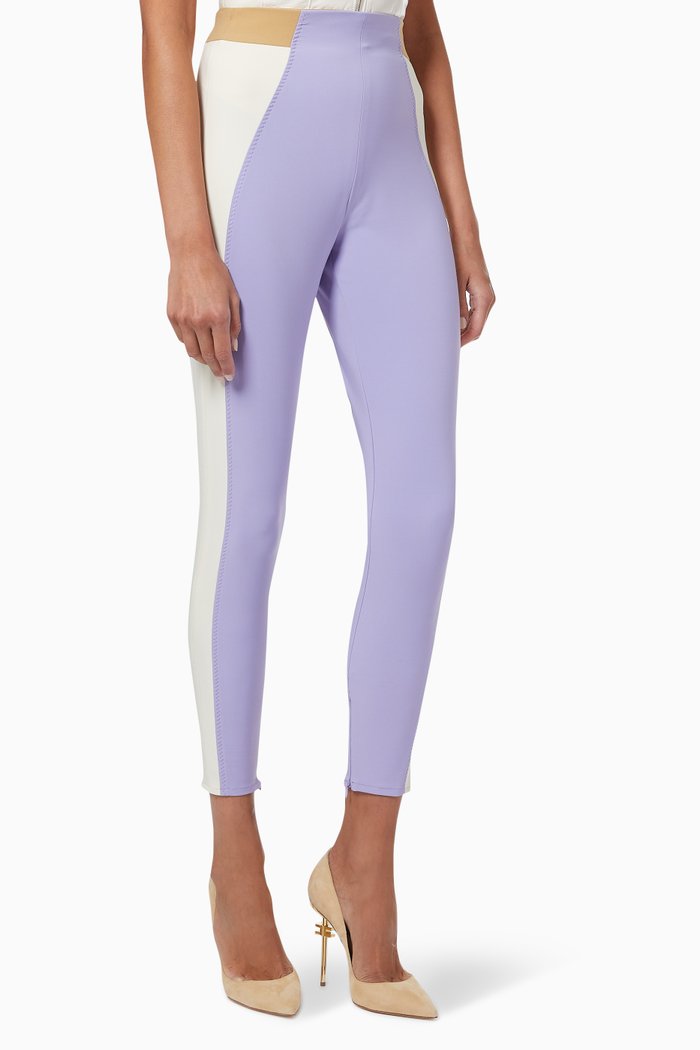 

Colourblock Pants in Bi-elastic Fabric, Purple