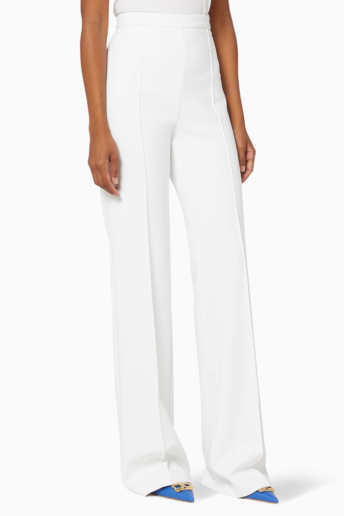 Crêpe Palazzo Pants, White