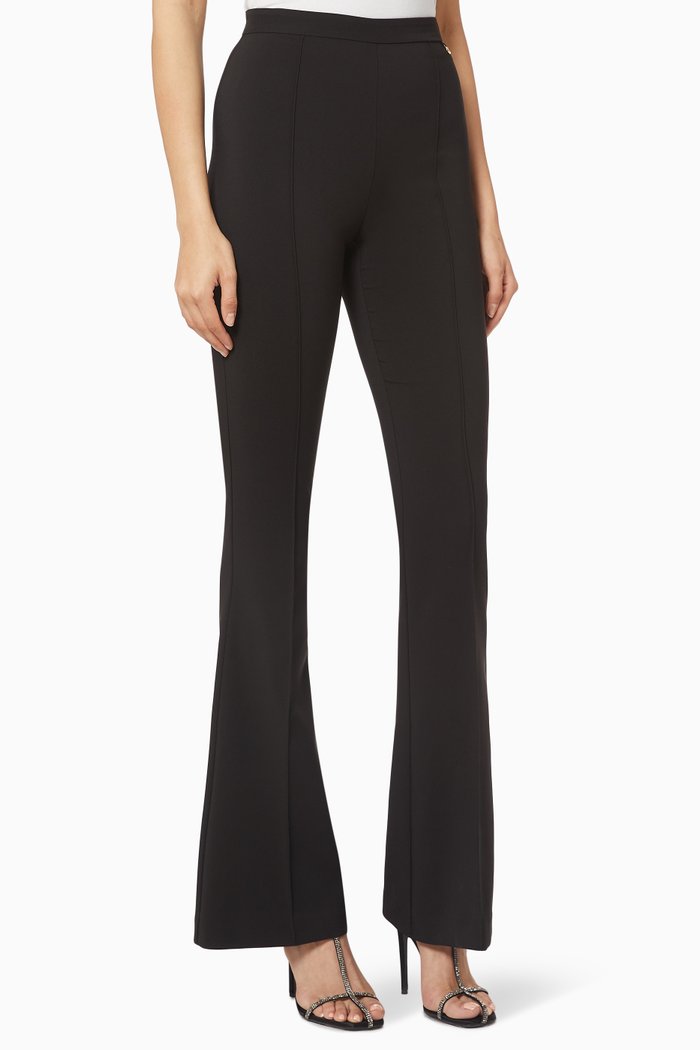 

Bi-Elastic Bell Bottom Skinny Pants, Black