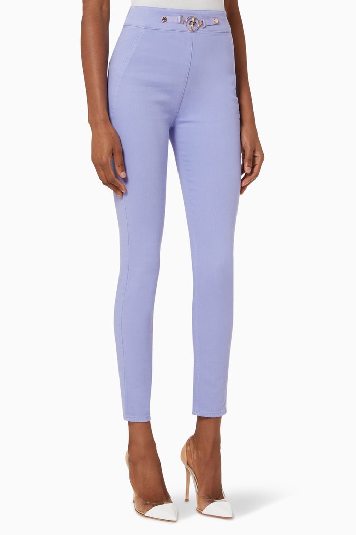 Jeggings in Stretch Cotton Denim, Purple