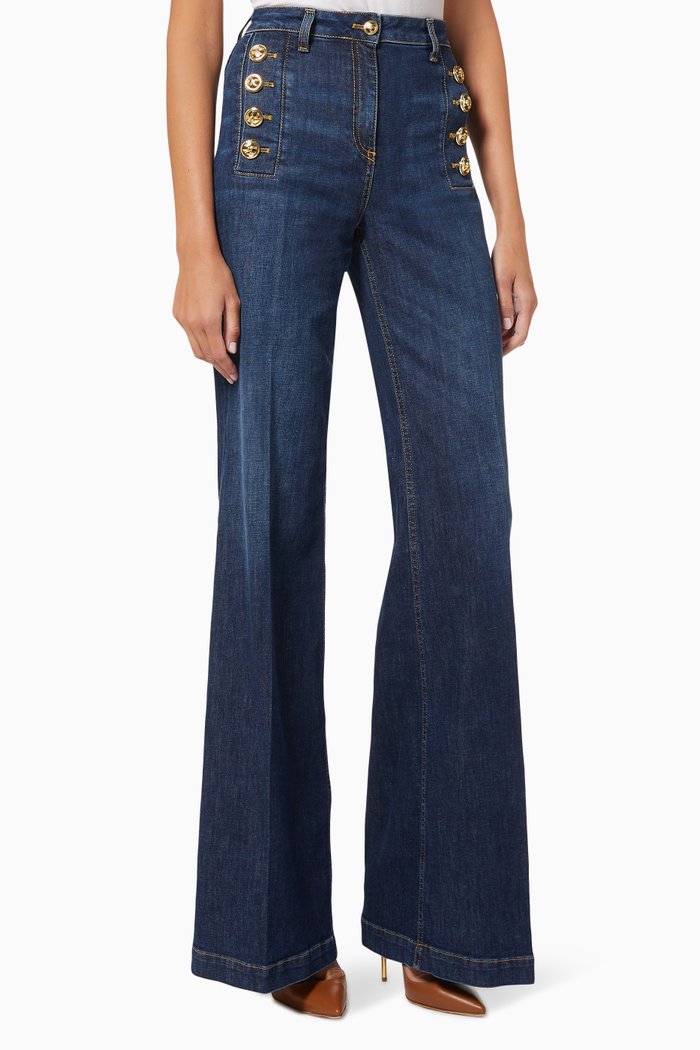 

Palazzo Jeans in Cotton Denim, Blue