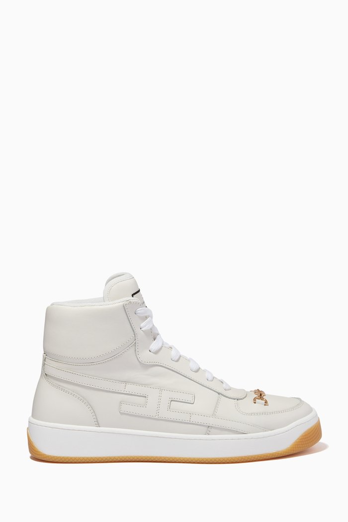 

High-top Sneakers in Leather, White