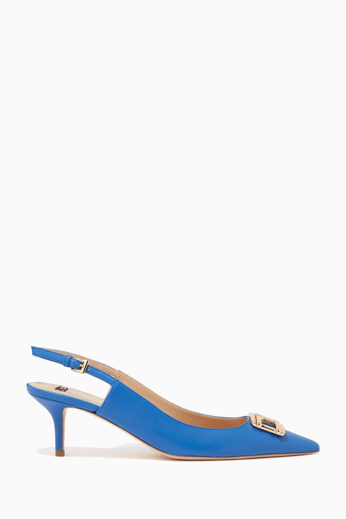 

Logo Plate Shoes in Leather, Blue