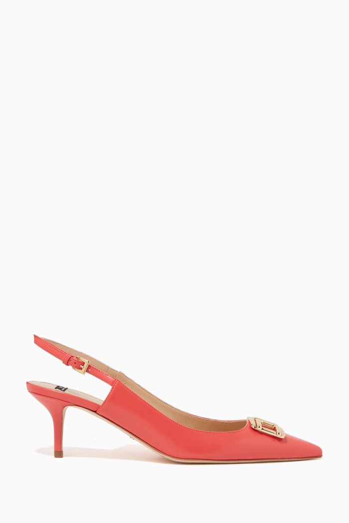 

Logo Plate Shoes in Leather, Red